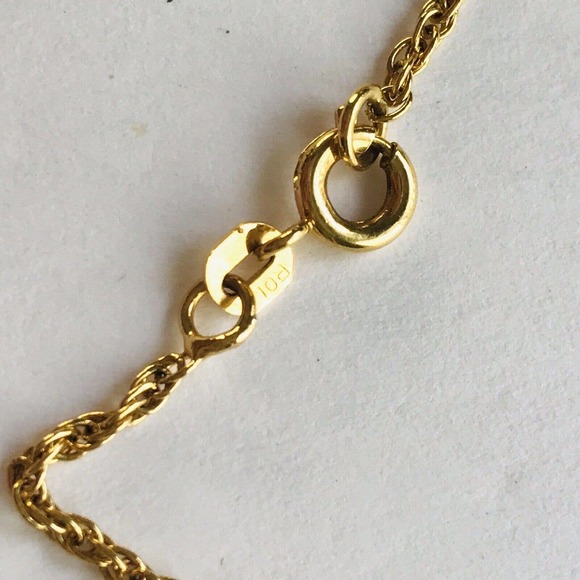 Vintage Roma Gold Tone Necklace beads White 18" Open Link Rope Chain - Picture 5 of 8